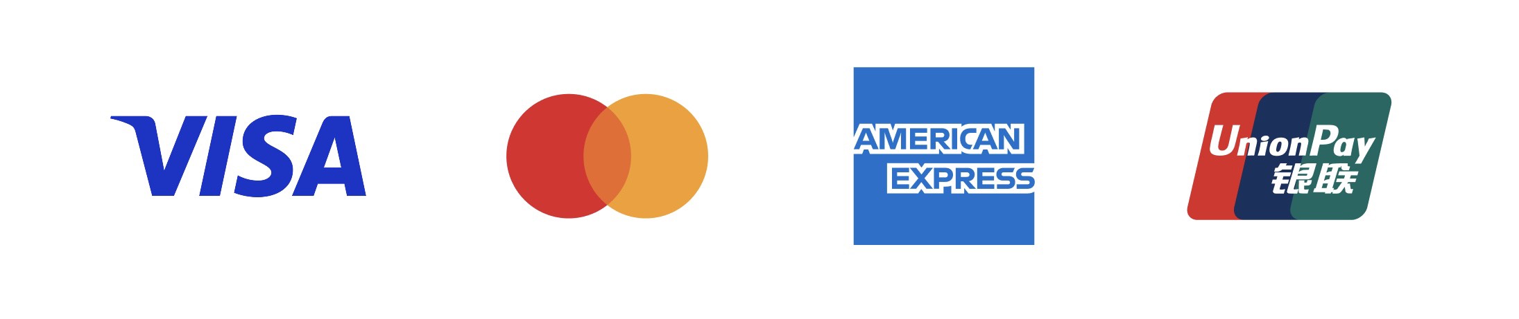 対応クレジットカード Visa Mastercard American Express UnionPay